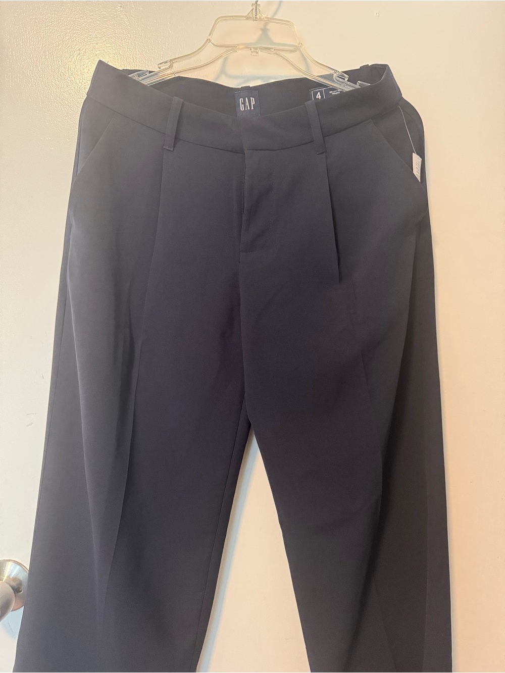 GAP Navy Pleated Straight-Leg Dress Pants